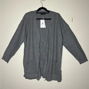Merokeety Gray Knit Open Front Cardigan Sweater with Pockets Size XL